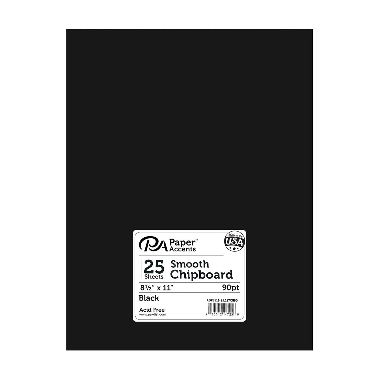 Accent Design Paper Accents Chipboard 8.5"x11" 2X Heavy 90pt Black, 25pc – Durable Book Board for DIY Projects, Book Binding Board, Black Chipboard Sheets for Crafts